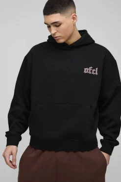 Hot boohooMAN Oversized Boxy Large Scale Worldwide Hoodie black