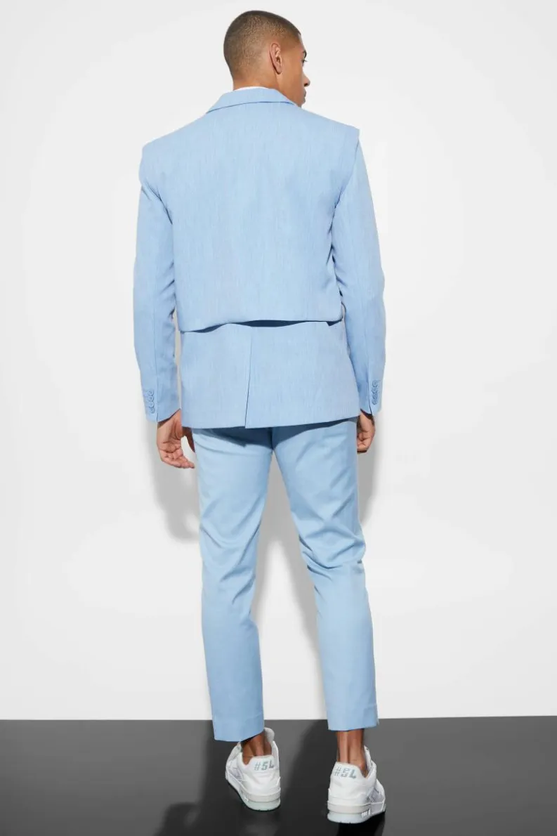 Store boohooMAN Oversized Boxy Layered Blazer denim