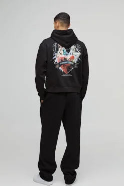 Clearance boohooMAN Oversized Boxy Limited Edition Heart Gothic Graphic Hoodie black