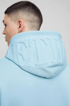 Best Sale boohooMAN Oversized Boxy Limited Embossed Hoodie teal