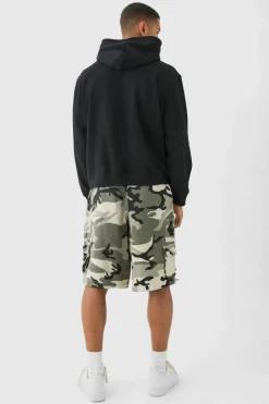 Sale boohooMAN Oversized Boxy Loopback Hoodie black