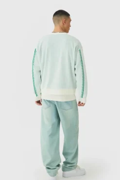 Clearance boohooMAN Oversized Boxy Moto Knitted Cardigan ecru