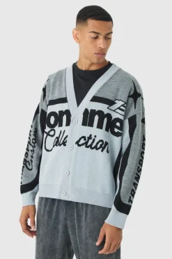 Flash Sale boohooMAN Oversized Boxy Moto knitted Cardigan black