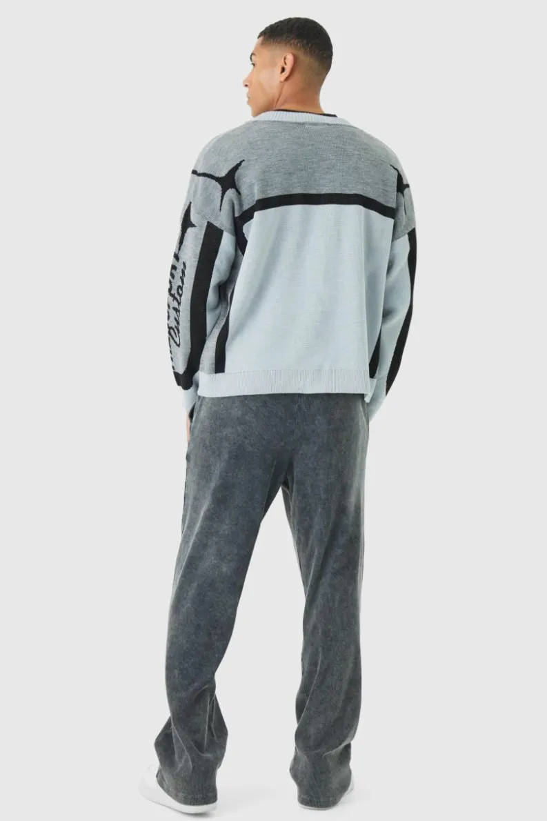 Flash Sale boohooMAN Oversized Boxy Moto knitted Cardigan black