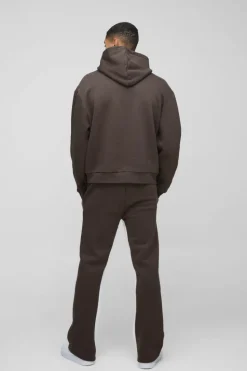 Cheap boohooMAN Oversized Boxy M Star Extended Drawcord Hooded Tracksuit chocolate