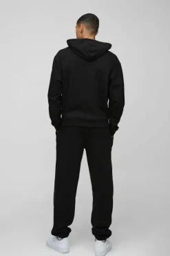 Hot boohooMAN Oversized Boxy Ofcl Star Puff Print Hooded Tracksuit black