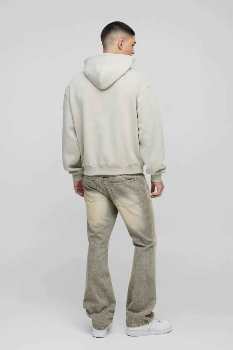 Cheap boohooMAN Oversized Boxy Official Embossed Hoodie stone