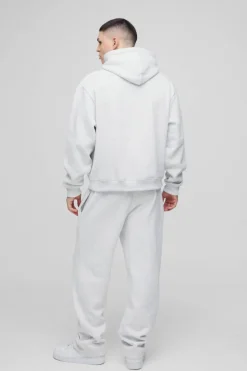 Discount boohooMAN Oversized Boxy Official Hooded Tracksuit ash grey