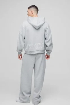 Cheap boohooMAN Oversized Boxy Official Zip Through Hooded Tracksuit grey marl