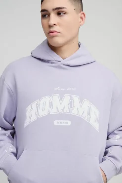 Best Sale boohooMAN Oversized Boxy Paint Splatter Homme Gusset Tracksuit mauve