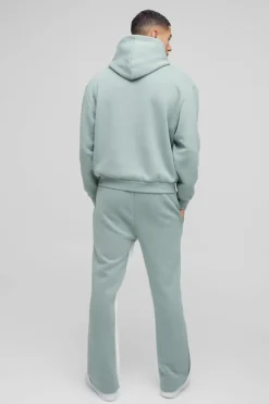 Cheap boohooMAN Oversized Boxy Paint Splatter Gusset Hooded Tracksuit khaki