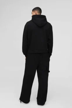 Online boohooMAN Oversized Boxy Paint Splatter Homme Hoodie black