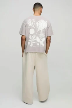 Cheap boohooMAN Oversized Boxy Pour Homme Floral Washed T-Shirt mocha