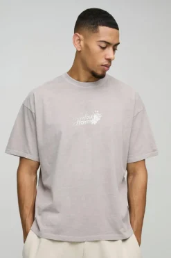 Cheap boohooMAN Oversized Boxy Pour Homme Floral Washed T-Shirt mocha