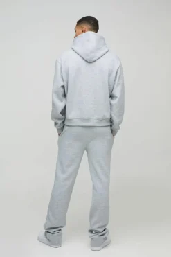 Cheap boohooMAN Oversized Boxy Printed Flared Tracksuit grey marl