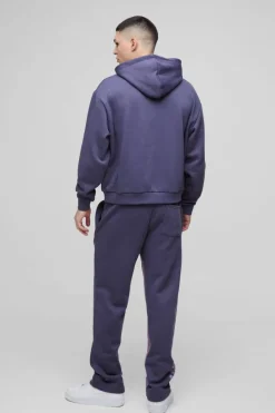 Discount boohooMAN Oversized Boxy Printed Gusset Tracksuit purple