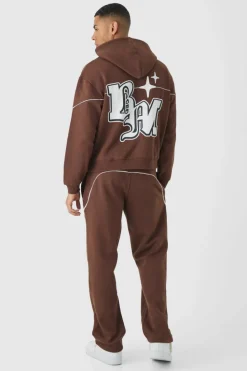 Fashion boohooMAN Oversized Boxy Print Tracksuit chocolate
