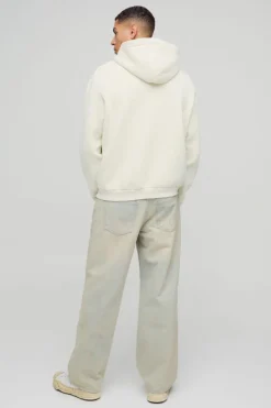 Hot boohooMAN Oversized Boxy Quarter Zip Washed Hoodie stone