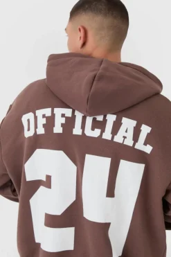 Discount boohooMAN Oversized Boxy Rope Drawcords Varsity Zip Through Tracksuit chocolate