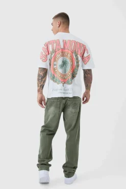 Store boohooMAN Oversized Boxy Santa Monica Over The Seams T-Shirt white