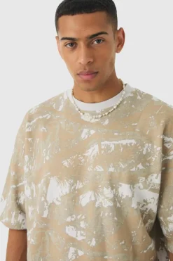 Best boohooMAN Oversized Boxy Short Sleeve Forest Graphic Sweatshirt stone