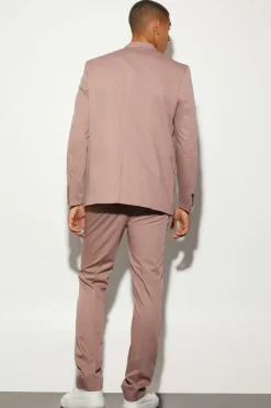 Shop boohooMAN Oversized Boxy Single Breasted Suit Jacket mauve