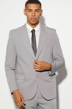 Cheap boohooMAN Oversized Boxy Single Breasted Suit Jacket grey