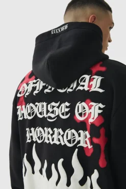 Flash Sale boohooMAN Oversized Boxy Skeleton Puff Print Cross Tracksuit black