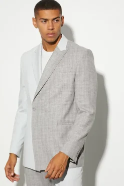 Cheap boohooMAN Oversized Boxy Spliced Suit Jacket ice grey