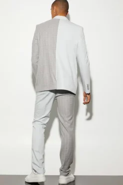 Cheap boohooMAN Oversized Boxy Spliced Suit Jacket ice grey