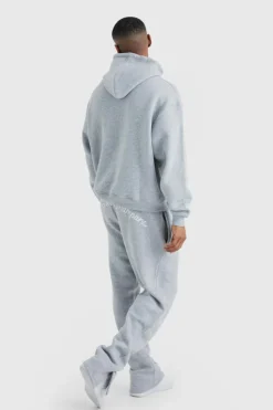 Outlet boohooMAN Oversized Boxy Split Hem Homme Tracksuit grey marl