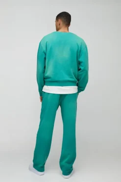 Cheap boohooMAN Oversized Boxy Spray Wash Ofcl Printed Sweatshirt green