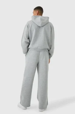 Store boohooMAN Oversized Boxy Star Printed Zip Through Hooded Tracksuit grey marl