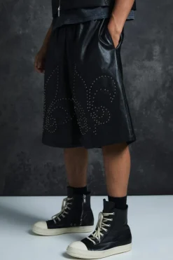 Cheap boohoo Oversized Boxy Studded Padded Pu Gilet Set black