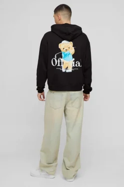 Best boohooMAN Oversized Boxy Teddy Graphic Hoodie black