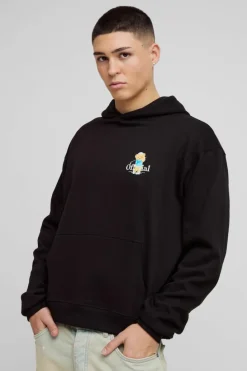 Best boohooMAN Oversized Boxy Teddy Graphic Hoodie black