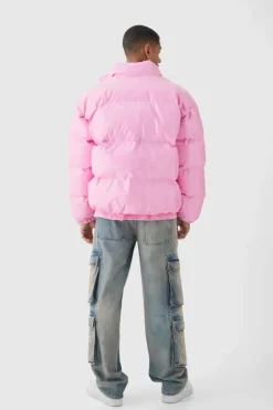 Flash Sale boohooMAN Oversized Boxy Vinyl Boxy Puffer Jacket pink