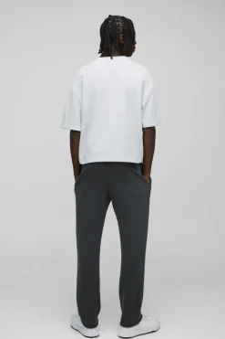 Sale boohooMAN Oversized Boxy Waffle Jersey T-Shirt grey