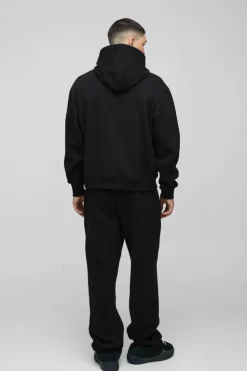 Cheap boohooMAN Oversized Boxy Worldwide Distressed Applique Hoodie black