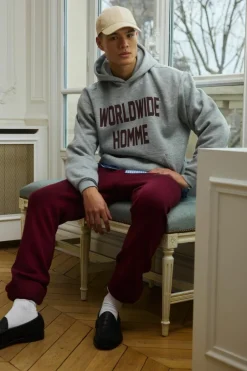 Best boohooMAN Oversized Boxy Worldwide Print Hoodie grey marl