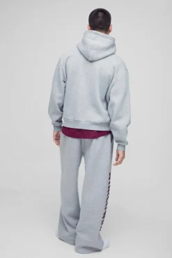 Best boohooMAN Oversized Boxy Worldwide Print Hoodie grey marl