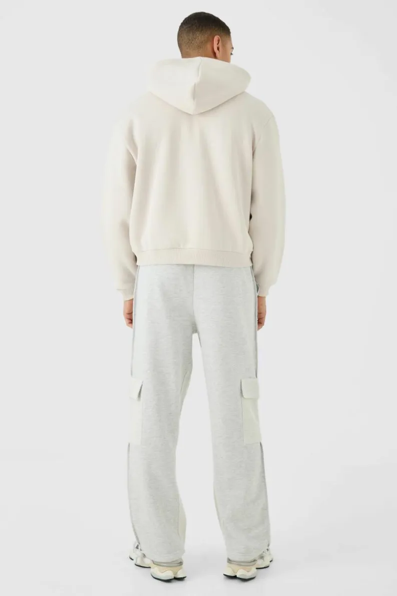 New boohooMAN Oversized Boxy Worldwide Zip Through Hoodie light grey