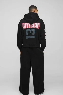 Flash Sale boohooMAN Oversized Boxy Zip Thru and Extreme Wide Leg Moto Tracksuit black