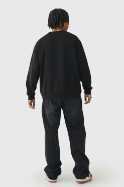 Sale boohooMAN Oversized Broken Heart Sweatshirt black