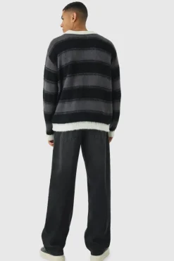 Fashion boohooMAN Oversized Brushed Knit Official Football Top black