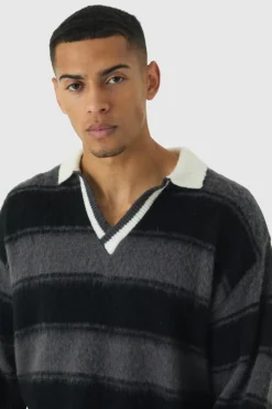 Fashion boohooMAN Oversized Brushed Knit Official Football Top black