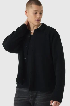 Flash Sale boohooMAN Oversized Brushed Knitted Shirt black