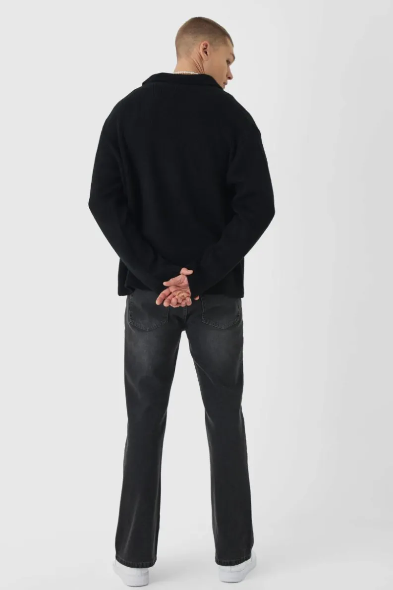 Flash Sale boohooMAN Oversized Brushed Knitted Shirt black