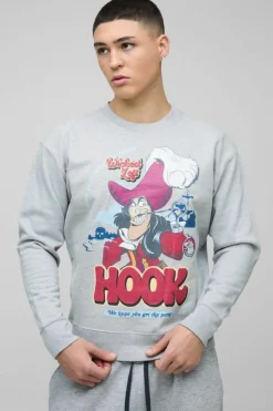 Best boohooMAN Oversized Captain Hook License Print Sweatshirt grey marl