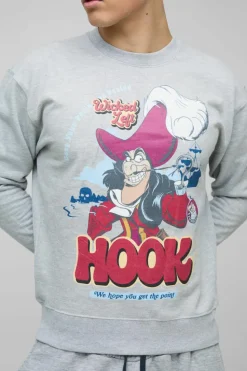 Best boohooMAN Oversized Captain Hook License Print Sweatshirt grey marl